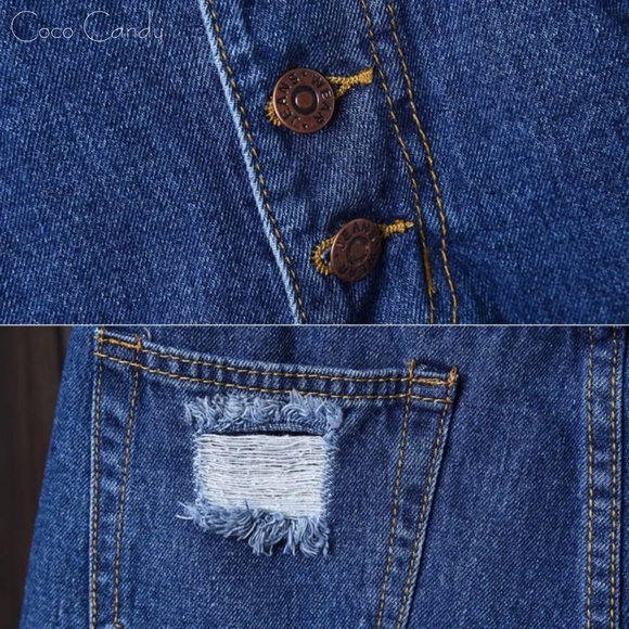 🆕High Waist Jean Dark Blue Denim Shorts - Picture 6 of 8